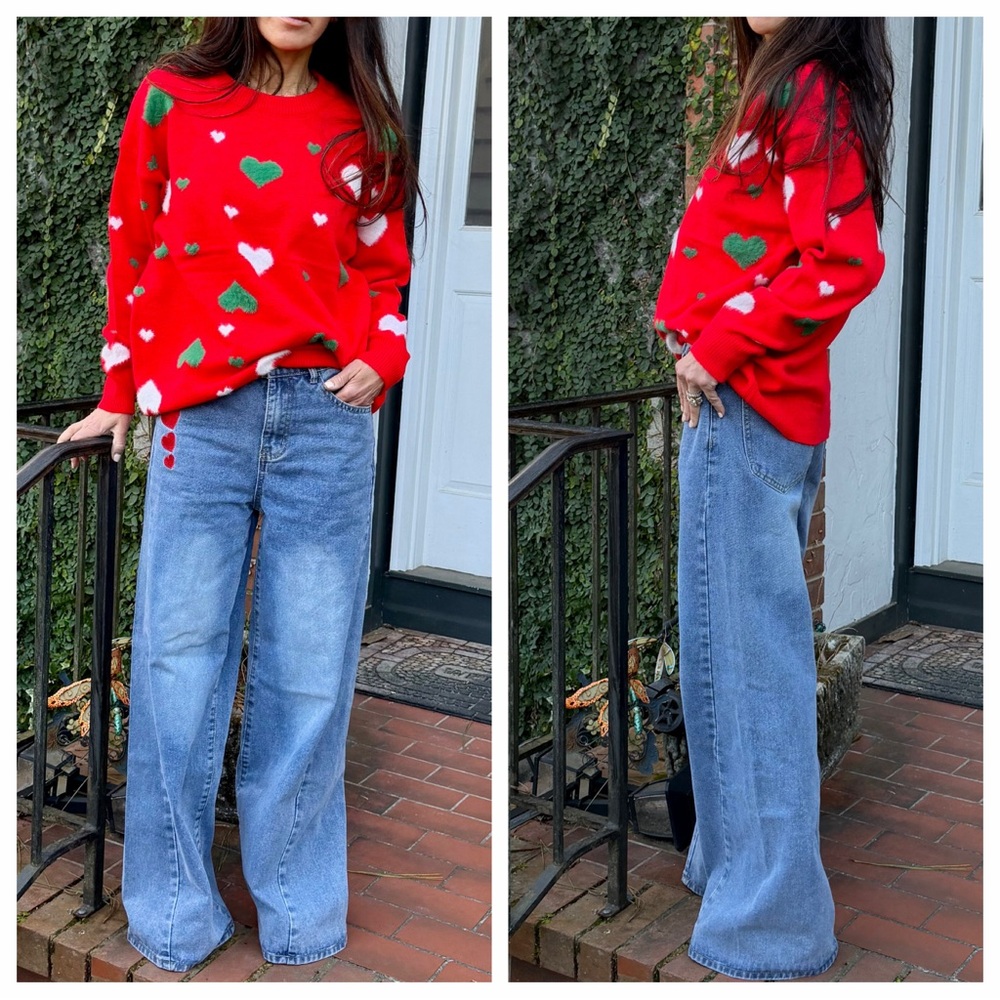Red Heart Pattern Sweater - Picture 4 of 4